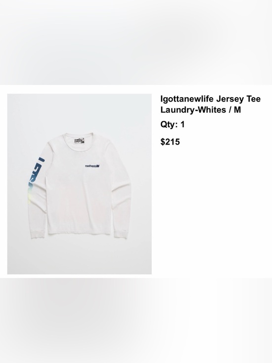 Madhappy Tops - Madhappy White Long Sleeve Tee with Navy Logo